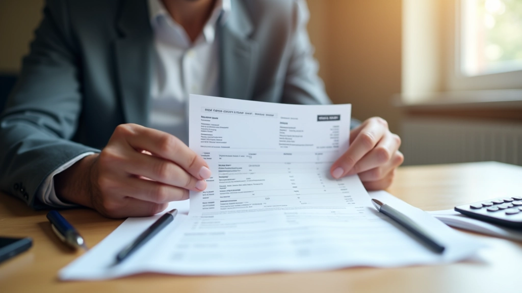 Facture énergétique détaillée avec stylo sur table moderne en lumière naturelle