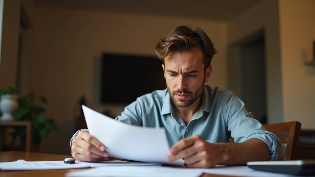 Personne consultant un document fiscal sur son bureau avec calculatrice